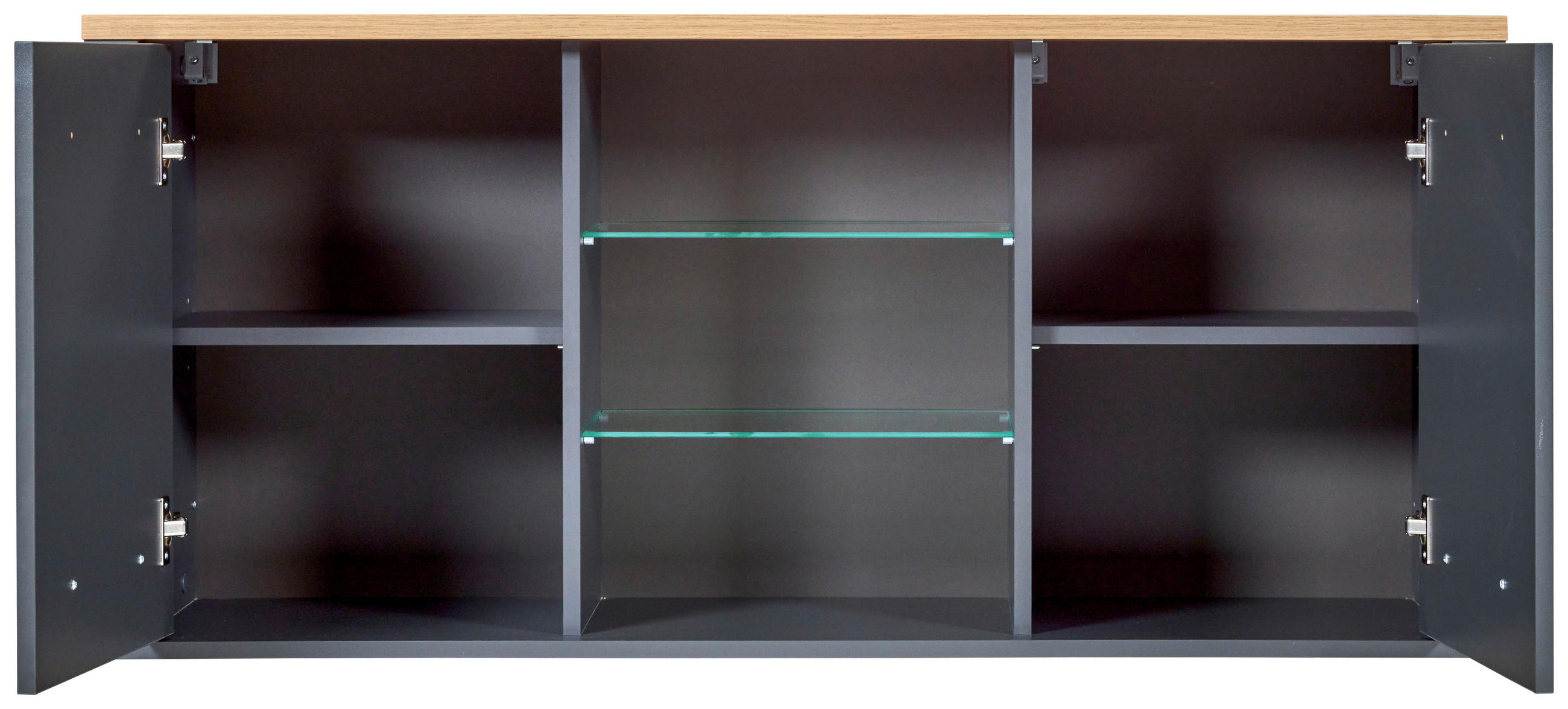HÄNGESCHRANK 130,3/57,5/33 cm  - Anthrazit/Schwarz, MODERN, Glas/Holzwerkstoff (130,3/57,5/33cm) - home24