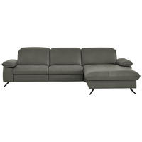 ECKSOFA  Echtleder Dunkelgrau  - Dunkelgrau/Schwarz, Design, Leder/Metall (307/169cm) - Beldomo Premium
