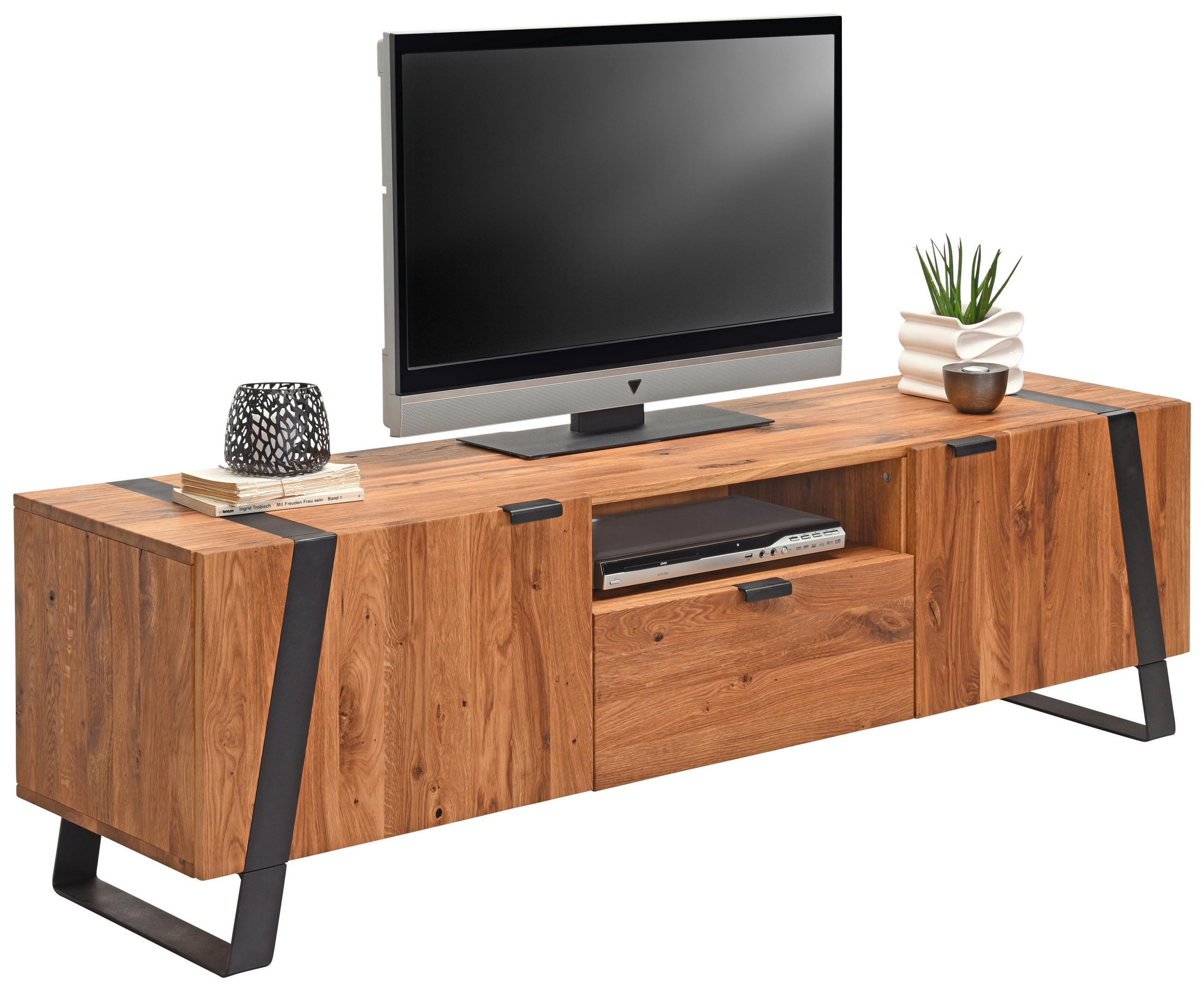 Landscape Tv-Element Schwarz, Eiche 172.8x52x47 cm