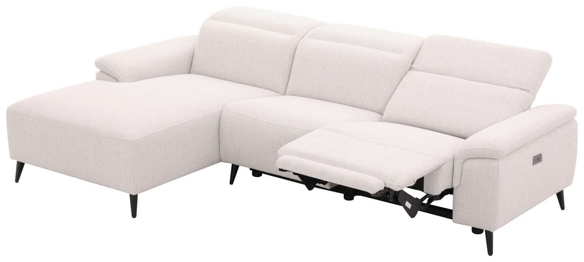 ECKSOFA inkl. Funktionen Hellgrau Leinenoptik  - Schwarzchrom/Hellgrau, Design, Holz/Kunststoff (270/75/171cm) - Xora