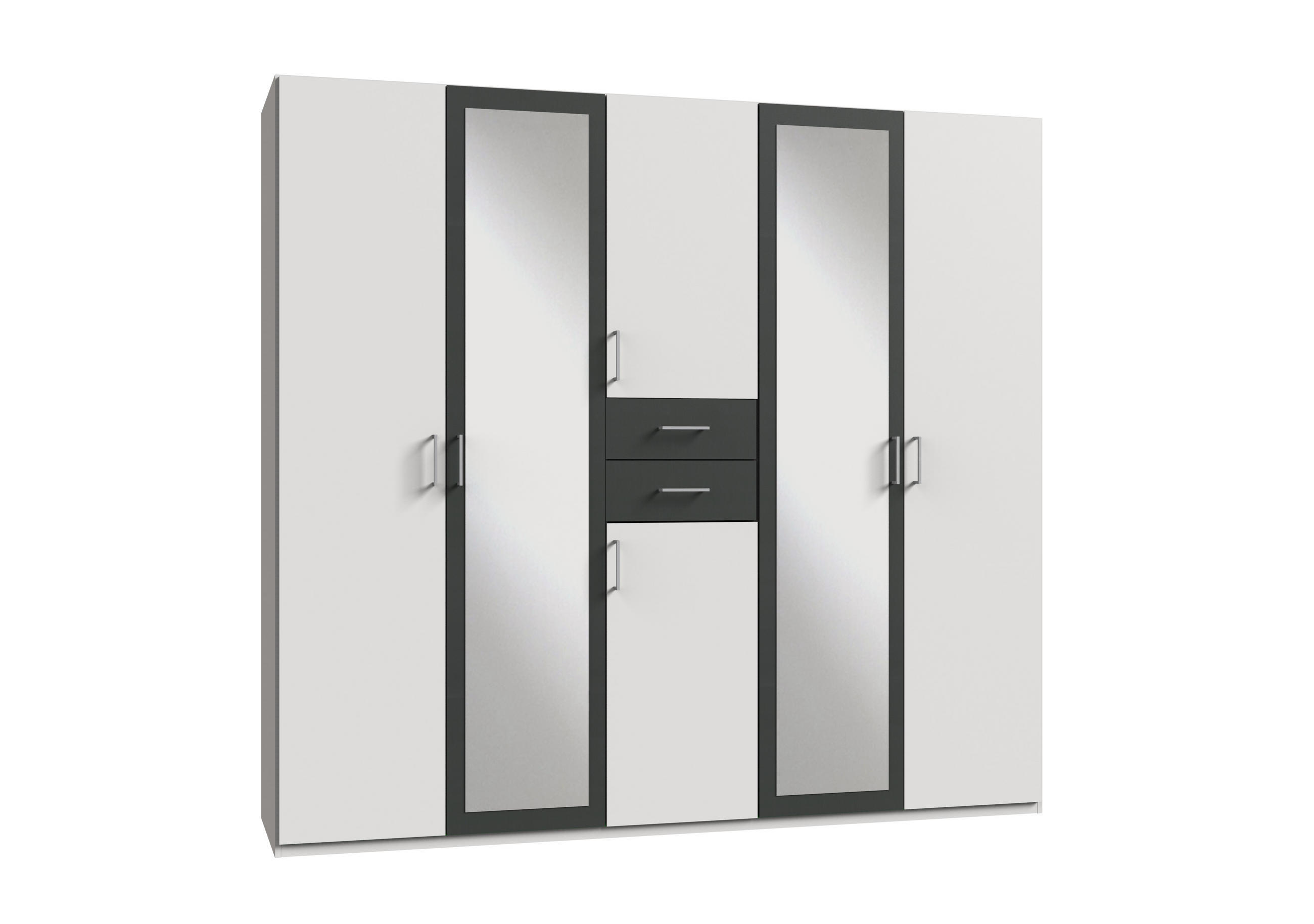 OMARA ZA OBLAČILA, bela  - bela/barve aluminija, Design, umetna masa/steklo (225/210/58cm) - Hom`in