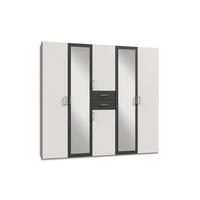 OMARA ZA OBLAČILA, bela  - bela/barve aluminija, Design, umetna masa/steklo (225/210/58cm) - Hom`in