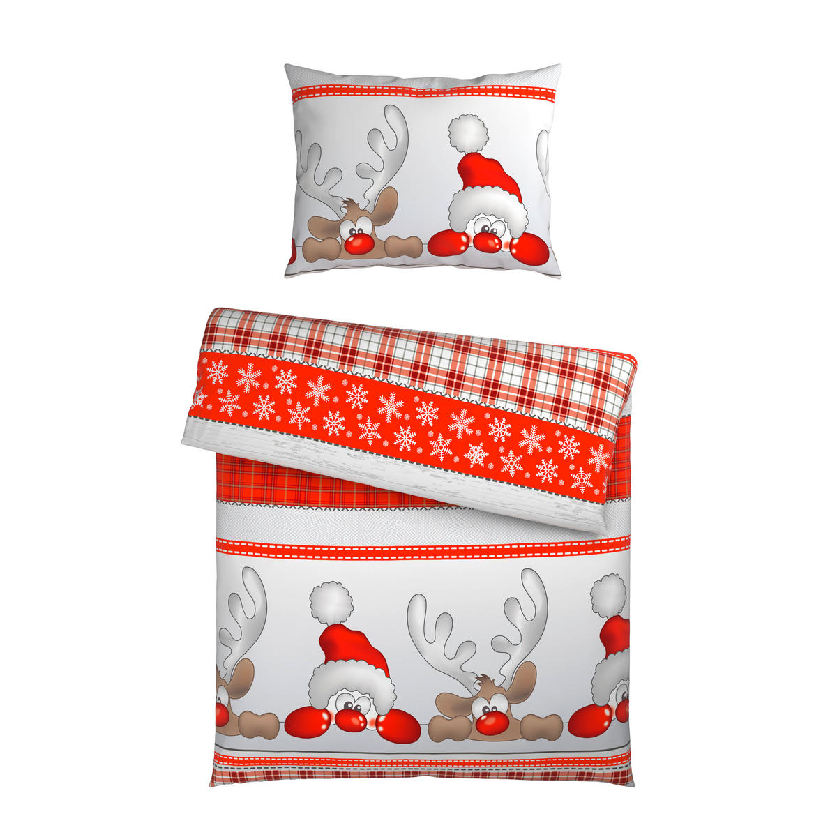 BETTWÄSCHE Flanell 140/200 cm  - Rot/Grau, Textil (140/200cm) - X-Mas