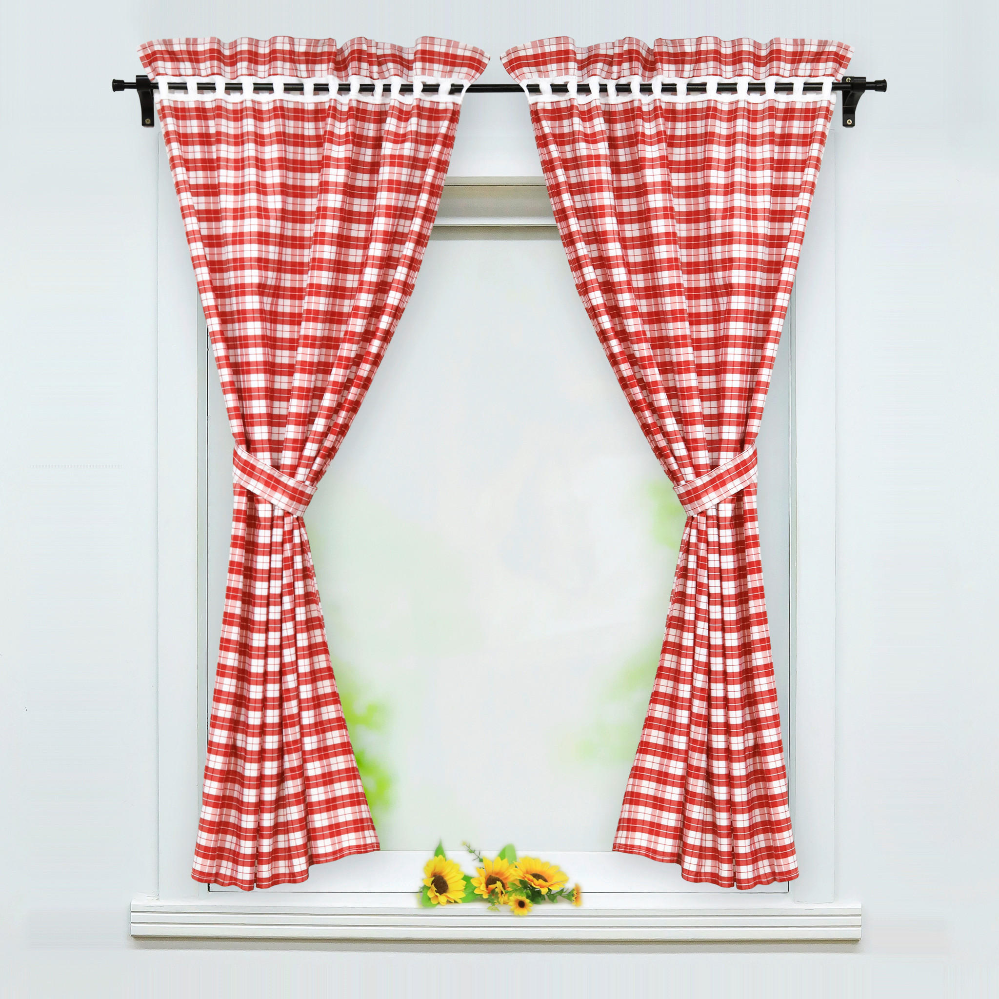 SCHEIBENGARDINE   80/145 cm   - Weiß Hochglanz/Rot, Basics, Textil (80/145cm)