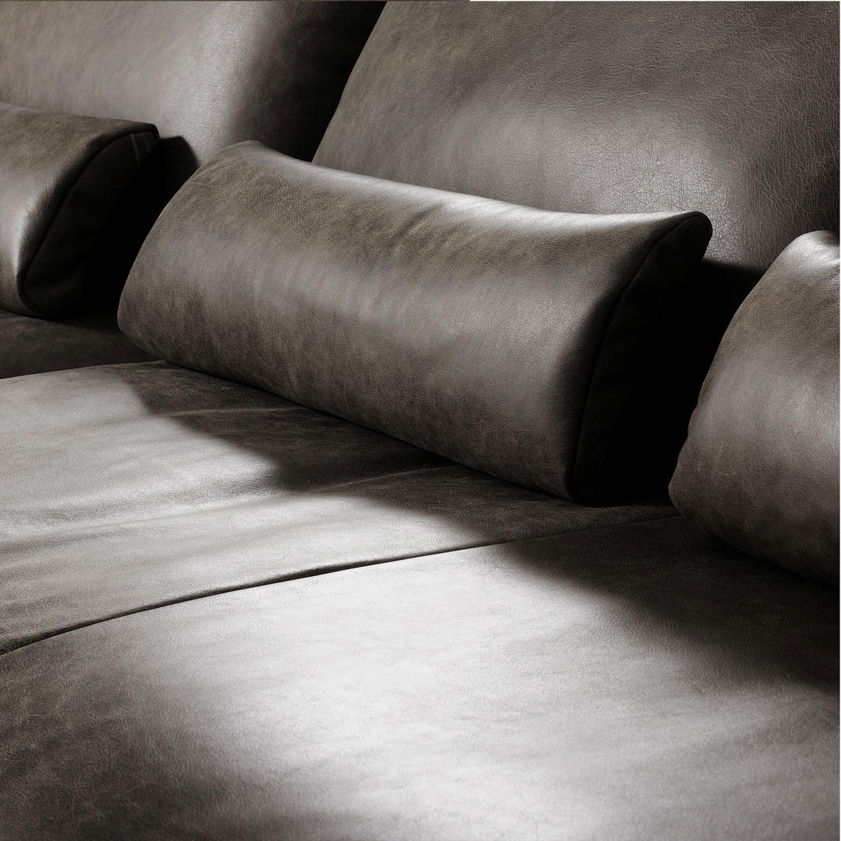 ECKSOFA in Echtleder Fango  - Fango/Schwarz, Design, Leder/Metall (172/313cm) - Livetastic