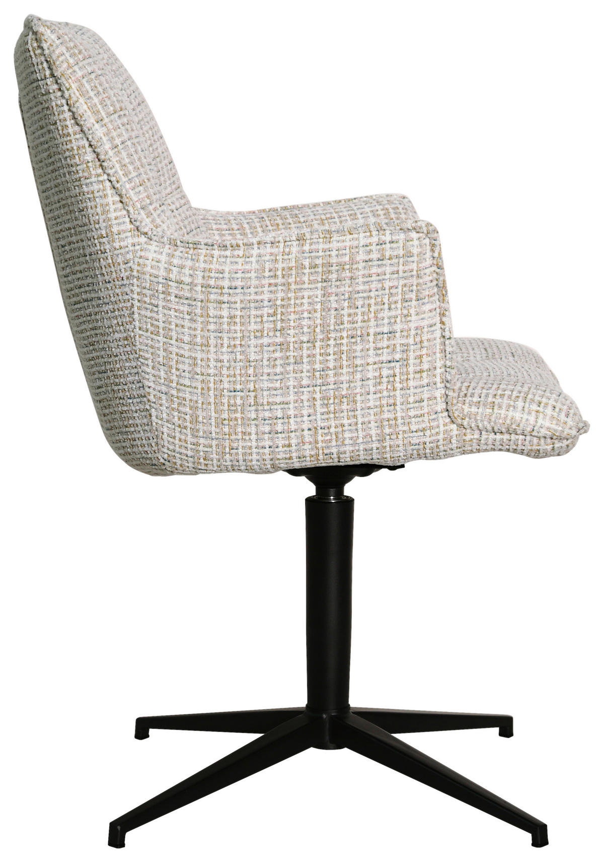 ARMLEHNSTUHL  in Eisen Chenille  - Beige/Schwarz, MODERN, Textil/Metall (59,5/87,5/62,5cm) - Novel