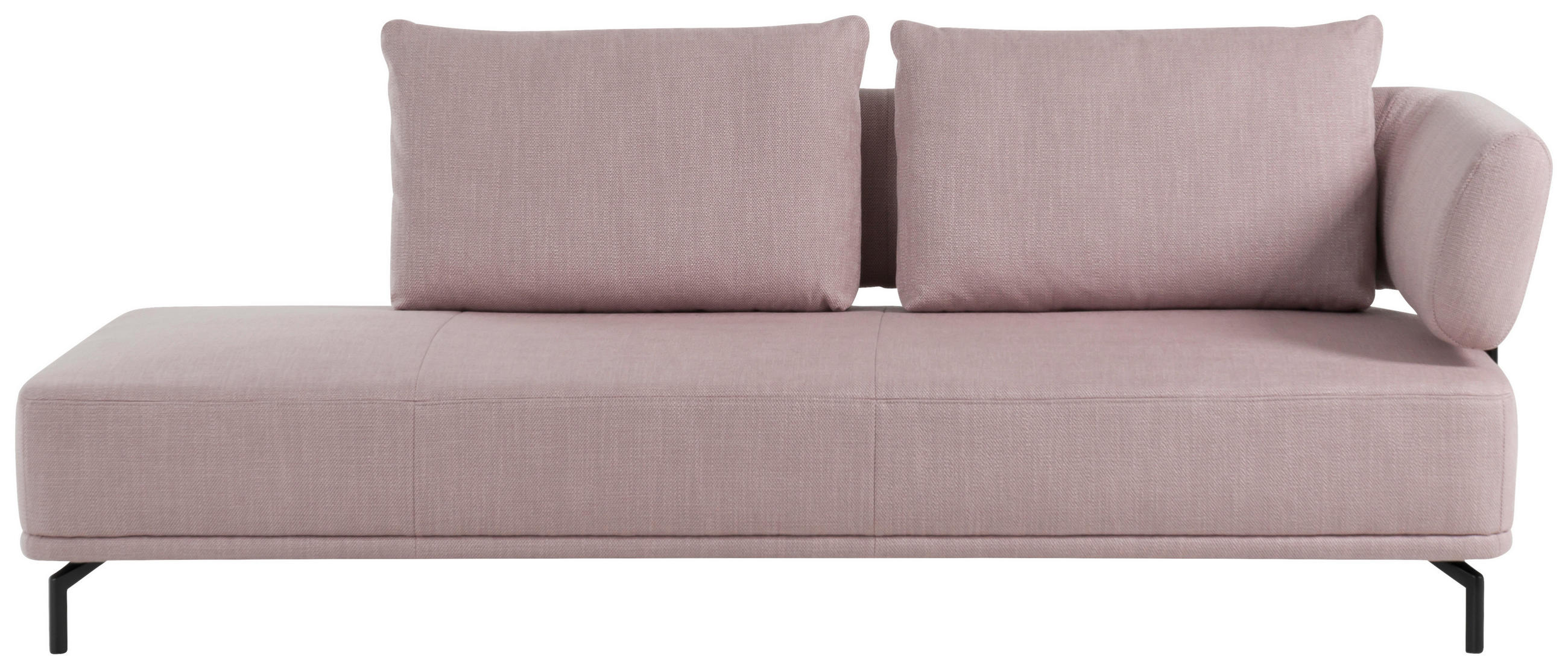 RÉCAMIERE Flachgewebe Hellrosa  - Hellrosa/Schwarz, Design, Textil/Metall (227/89/101cm) - Dieter Knoll