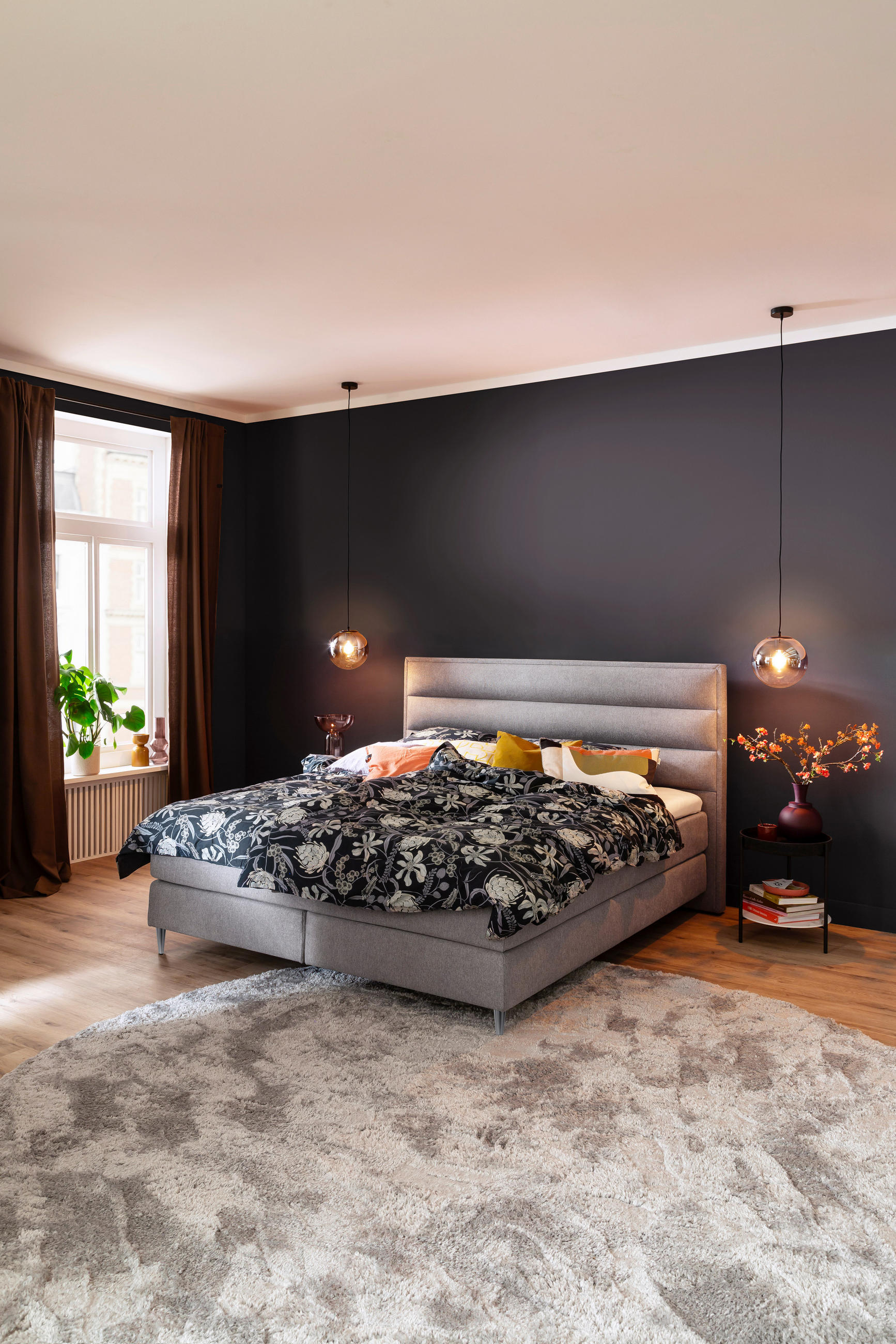 BOXSPRINGBETT 180/200 cm  in Hellgrau  - Edelstahlfarben/Hellgrau, Design, Textil/Metall (180/200cm) - Schöner Wohnen