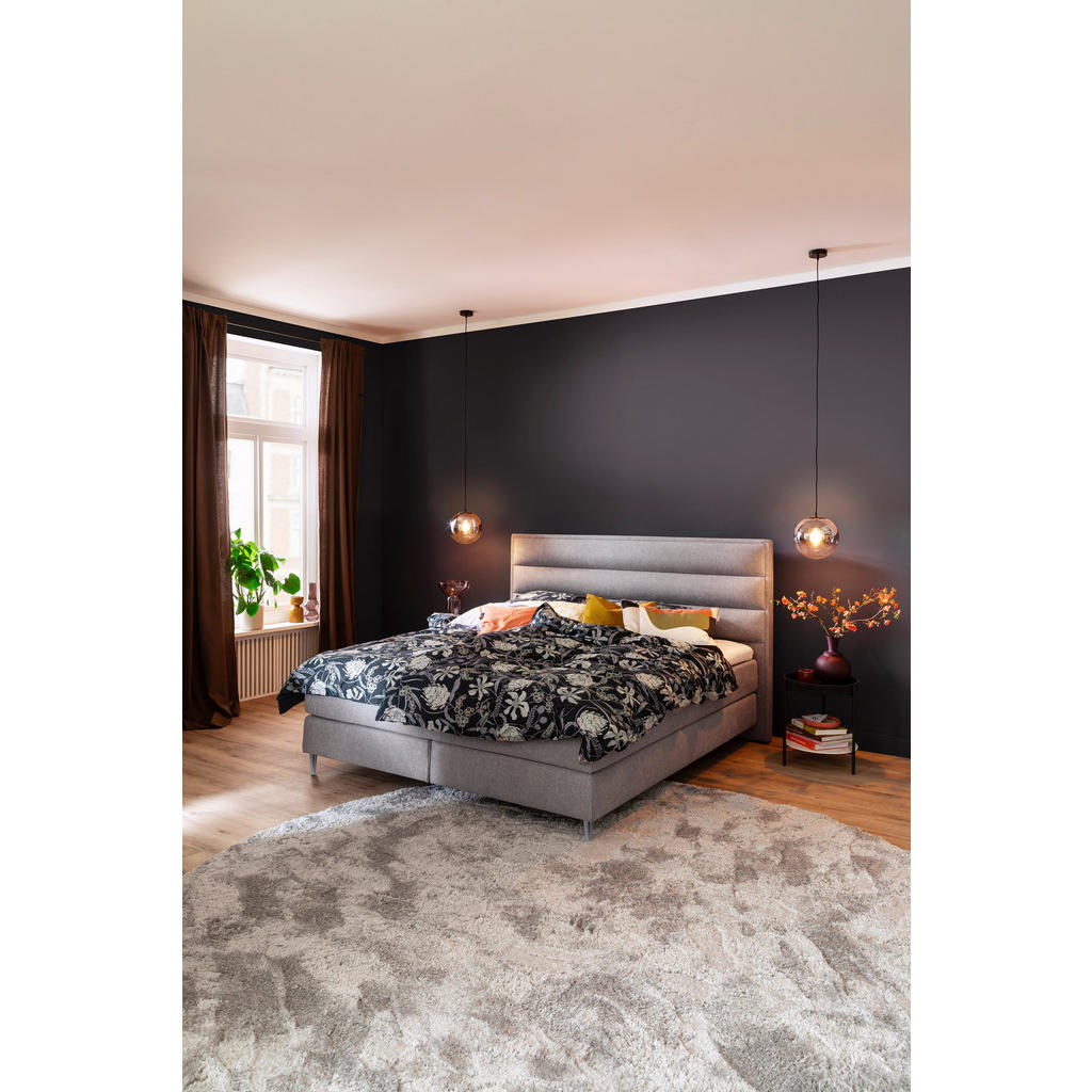 Thumbnail - Schöner Wohnen Boxspringbett, Hellgrau, Textil, H2 + H3, 7-Zonen, Höhe ca. 20 cm, 180x200 cm, Reach, gepolstertes Kopfte...
