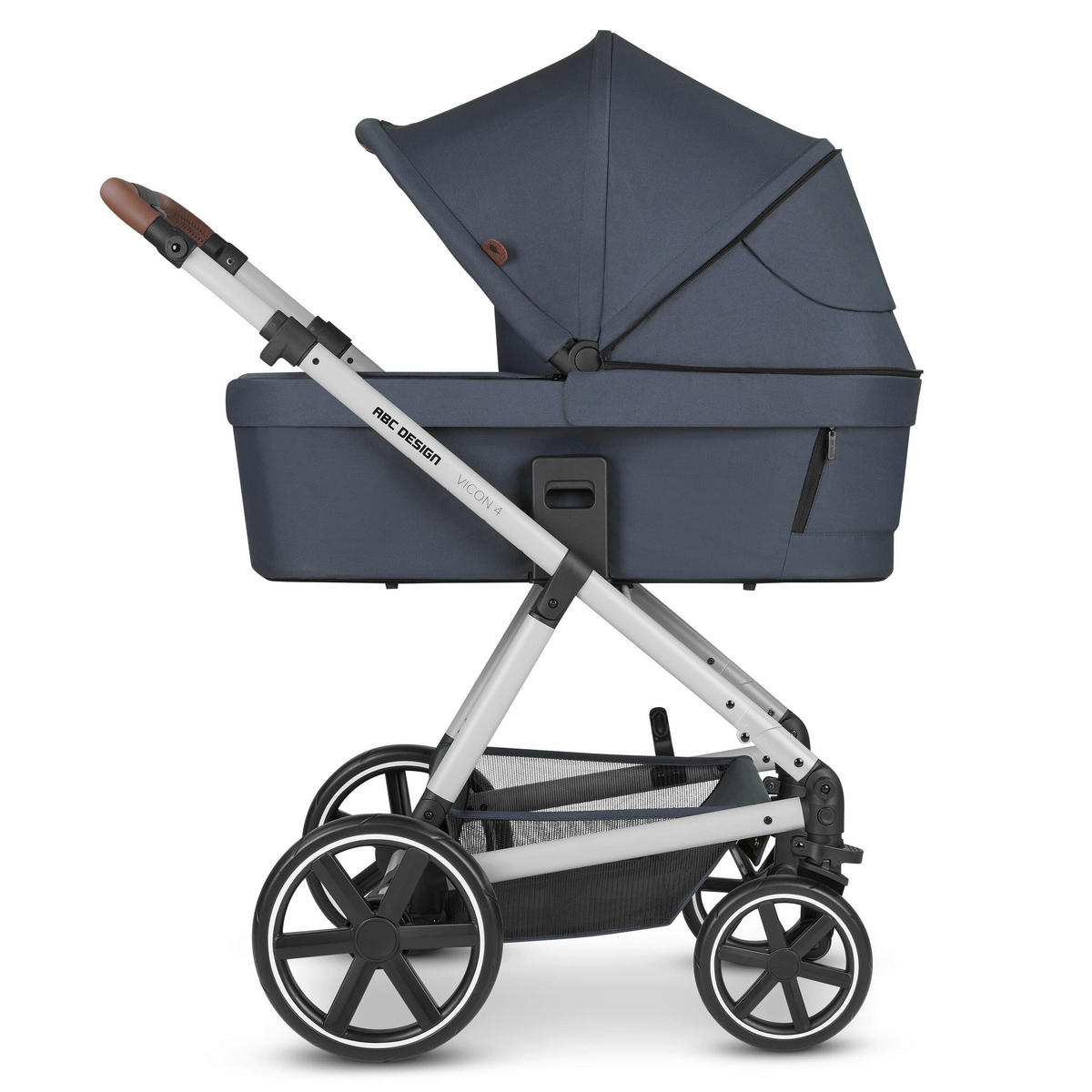 KINDERWAGENSET  Vicon 4  Lake  - Silberfarben/Dunkelblau, Basics, Textil/Metall (91/61/110cm) - ABC Design