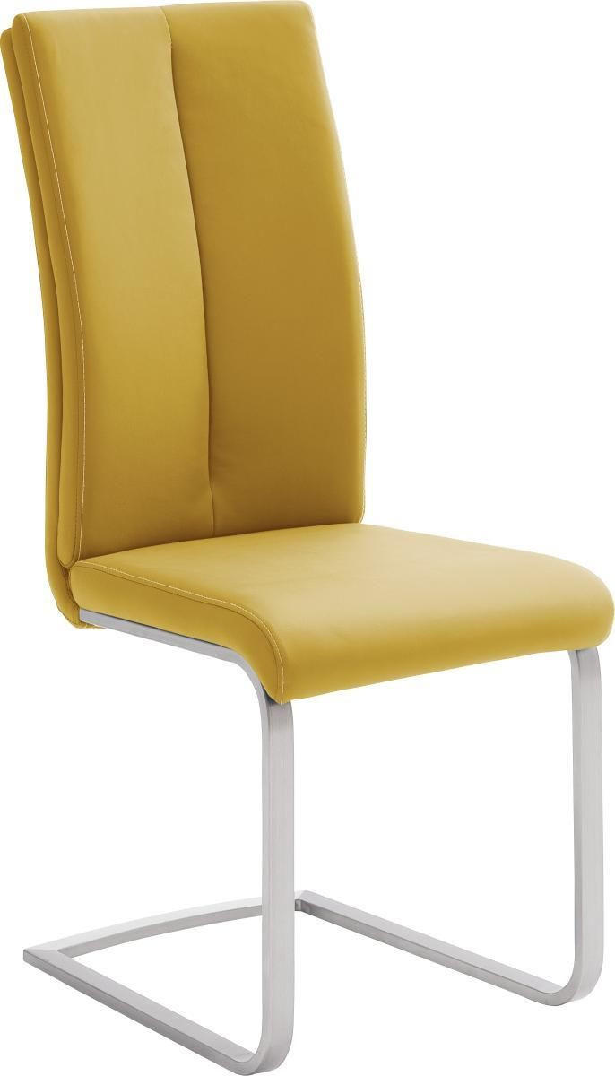 SCHWINGSTUHL  in Edelstahl Lederlook  - Edelstahlfarben/Gelb, Design, Textil/Metall (42/104/61cm) - MID.YOU
