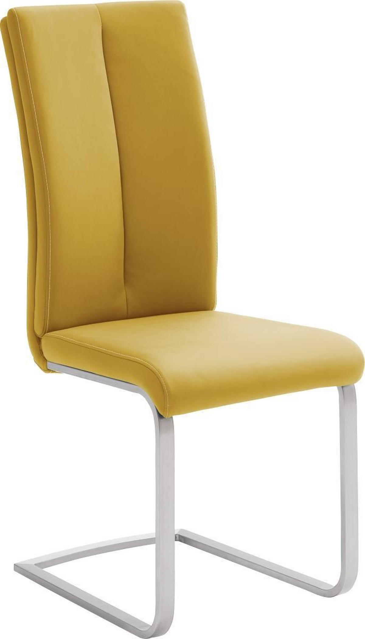SCHWINGSTUHL  in Edelstahl Lederlook  - Edelstahlfarben/Gelb, Design, Textil/Metall (42/104/61cm) - MID.YOU