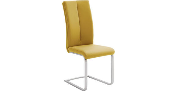SCHWINGSTUHL in Edelstahl Lederlook - Edelstahlfarben/Gelb, Design, Textil/Metall (42/104/61cm) - Novel