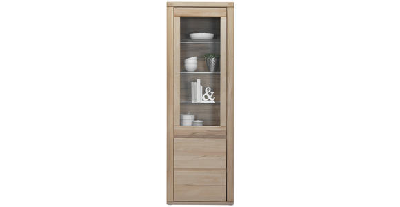 VITRINE  in massiv Eiche Alteiche  - Alteiche/Grau, KONVENTIONELL, Glas/Holz (66/204/38cm) - Voleo