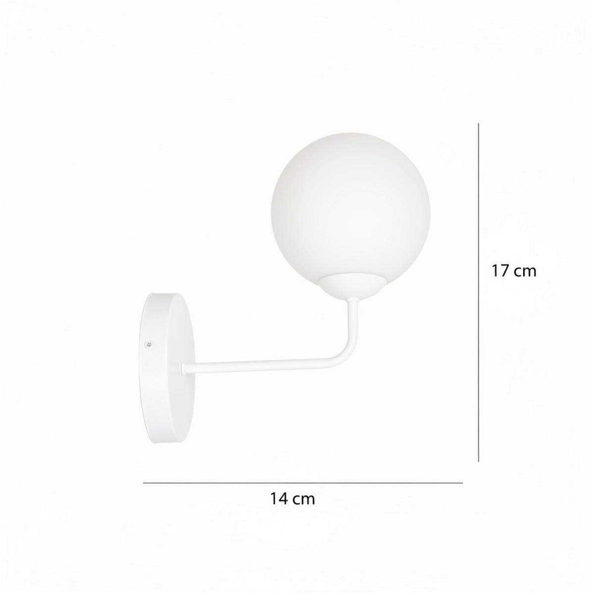 WANDLEUCHTE  14/14/17 cm    - Weiß, KONVENTIONELL, Glas/Metall (14/14/17cm)