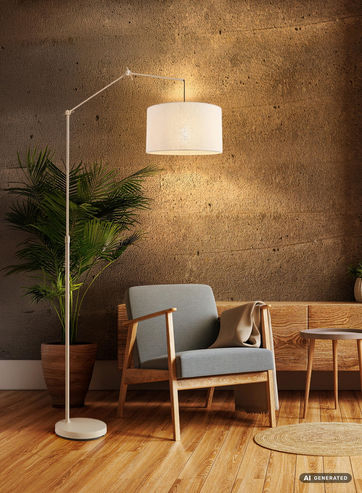 STEHLEUCHTE Rom 112/40/200 cm  - Sandfarben/Beige, Design, Kunststoff/Textil (112/40/200cm) - Globo