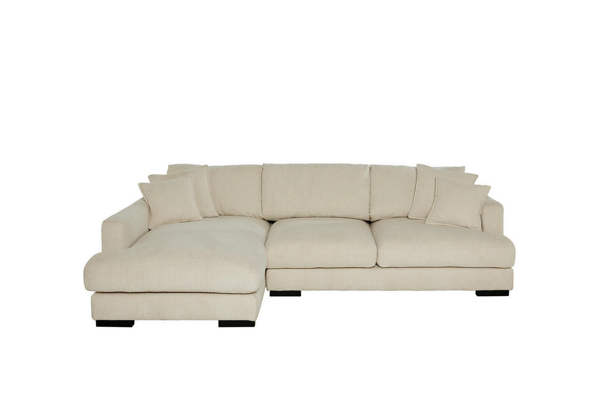 ECKSOFA  RELAX ASPEN CORNER M-L EU Weiß, Ecru Cord  - Ecru/Schwarz, MODERN, Holz/Textil (271/166cm) - Livetastic
