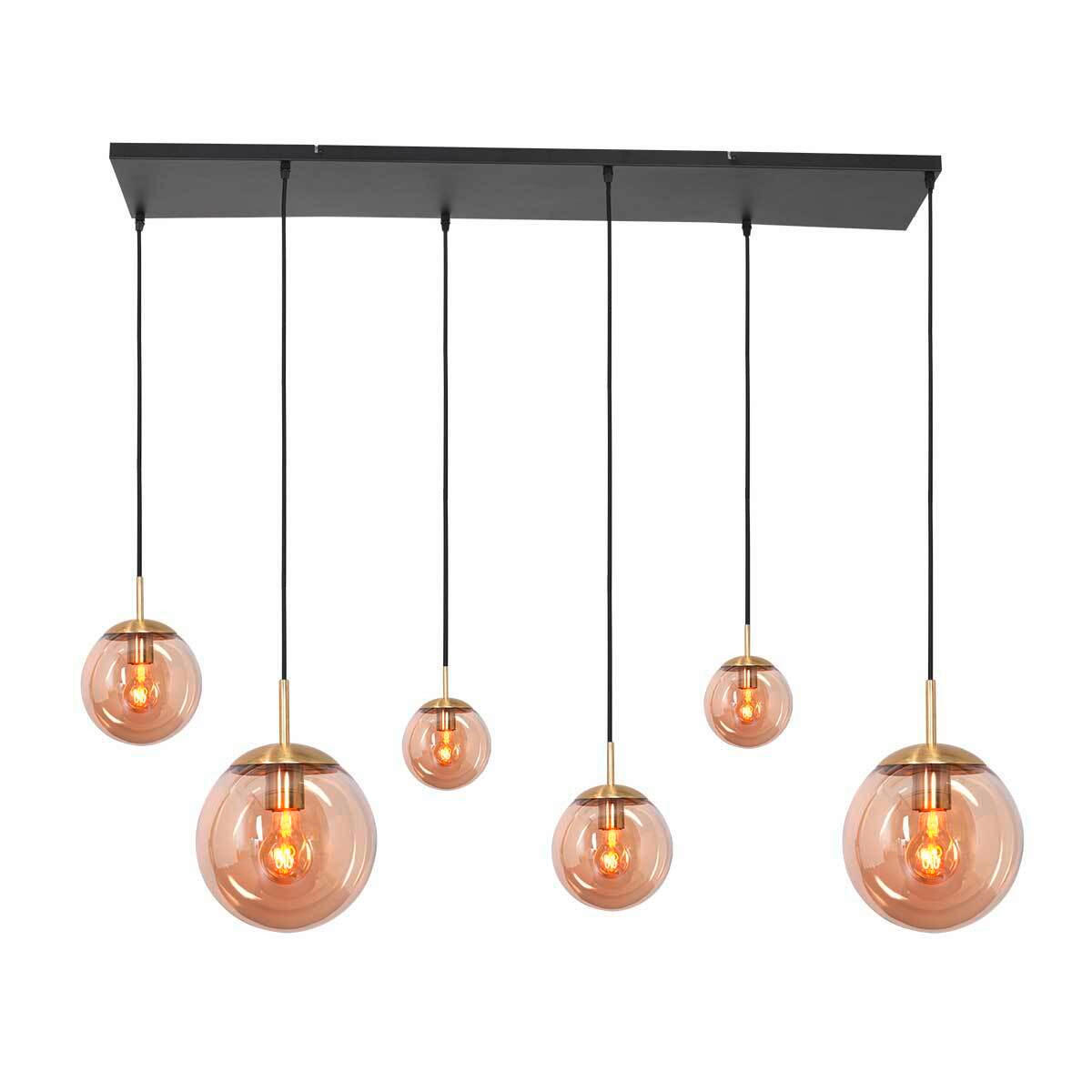 PENDELLEUCHTE Bollique 120/25/160 cm   - Messingfarben/Schwarz, Basics, Glas/Metall (120/25/160cm)