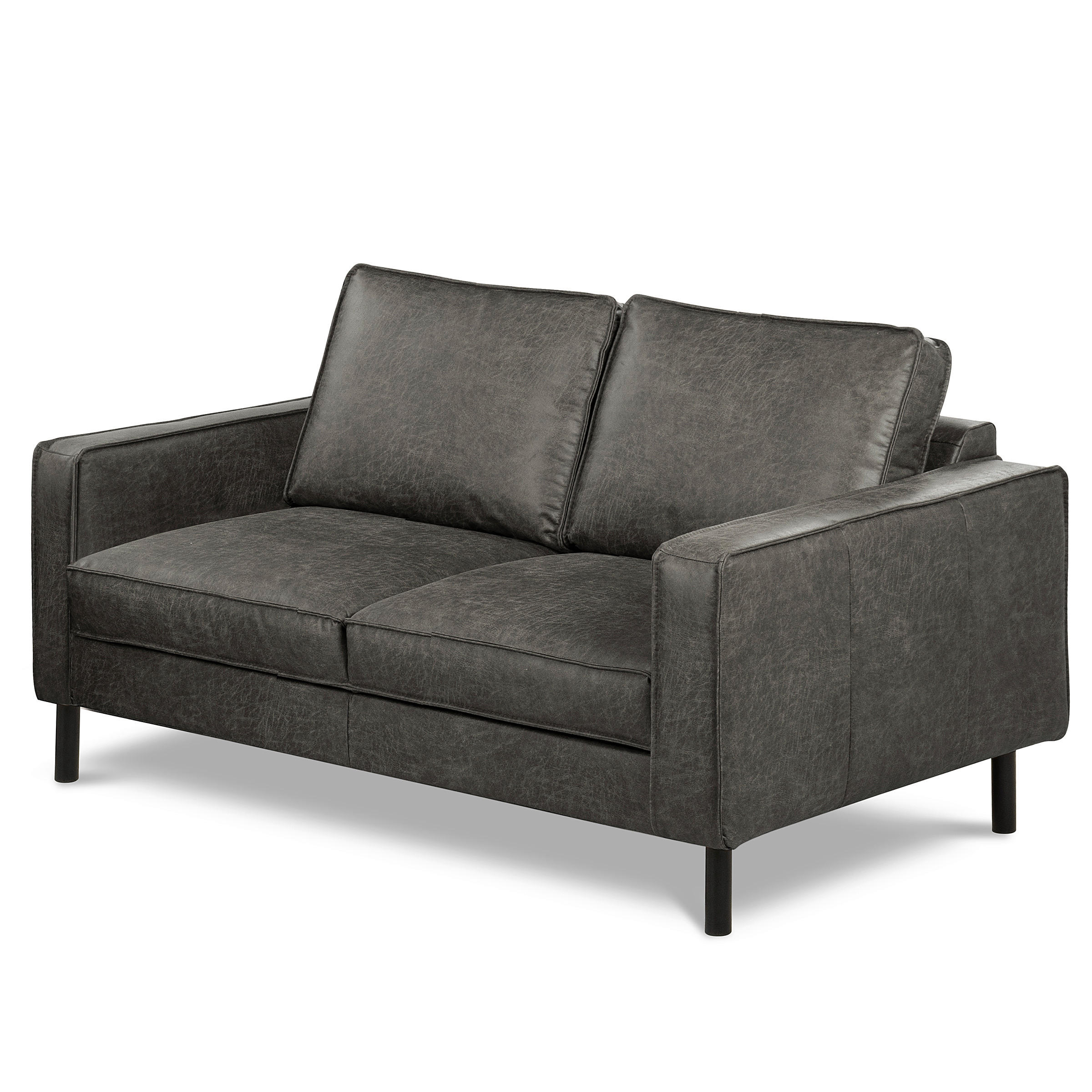 2-SITZER-SOFA Dunkelbraun Echtleder Lederlook  - Dunkelbraun, Design, Leder/Textil (148/85/92cm) - Livetastic