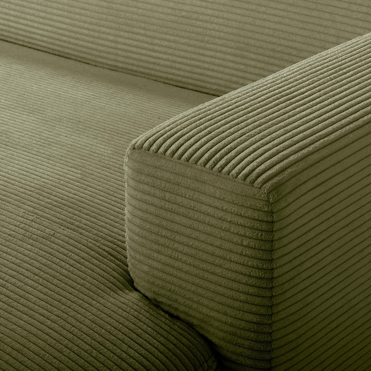 ECKSOFA RENO Grün Cord Relaxfunktion, Kopfteilverstellung  - Schwarz/Grün, Design, Kunststoff/Textil (248/184cm) - Livetastic