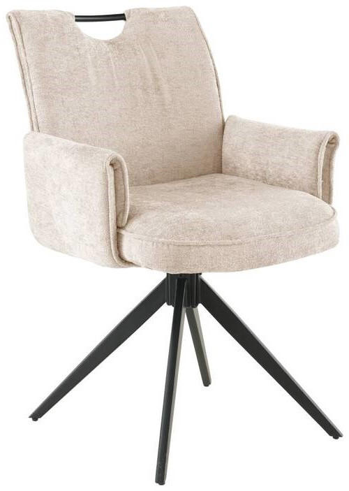 ARMLEHNSTUHL  in Eisen Chenille  - Beige/Schwarz, LIFESTYLE, Holz/Textil (64/90/63cm) - MID.YOU
