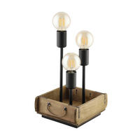 TISCHLEUCHTE 22/22/37 cm   - Schwarz/Braun, Natur, Holz/Metall (22/22/37cm)