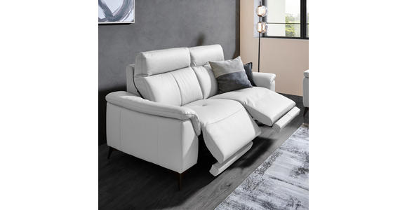 3-SITZER-SOFA in Leder Weiß - Schwarz/Weiß, Design, Leder/Metall (208/105/98cm) - Emilio Belluti