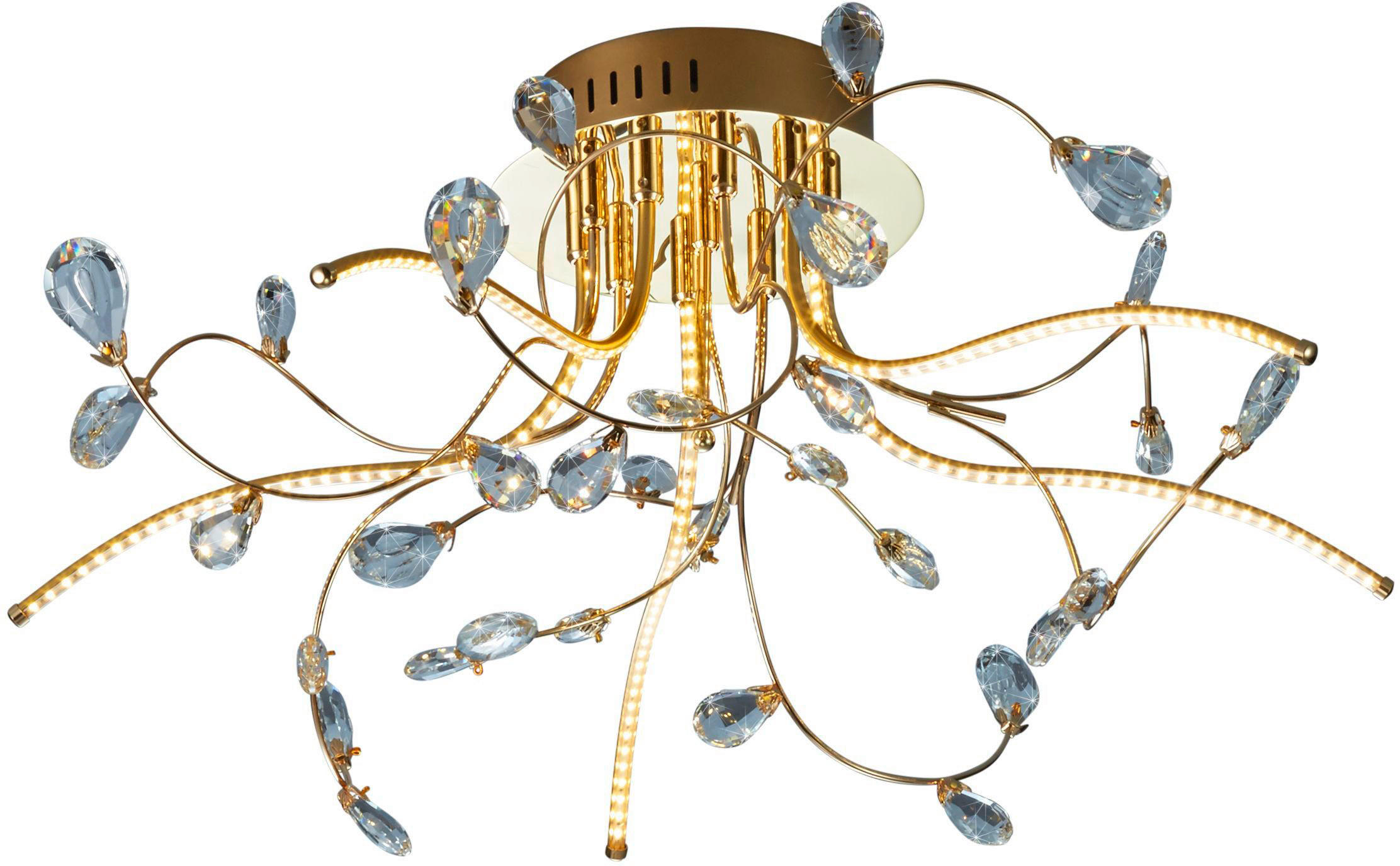 LED-DECKENLEUCHTE CRYSTAL 54/30 cm   - Transparent/Messingfarben, KONVENTIONELL, Kunststoff/Metall (54/30cm) - Hell