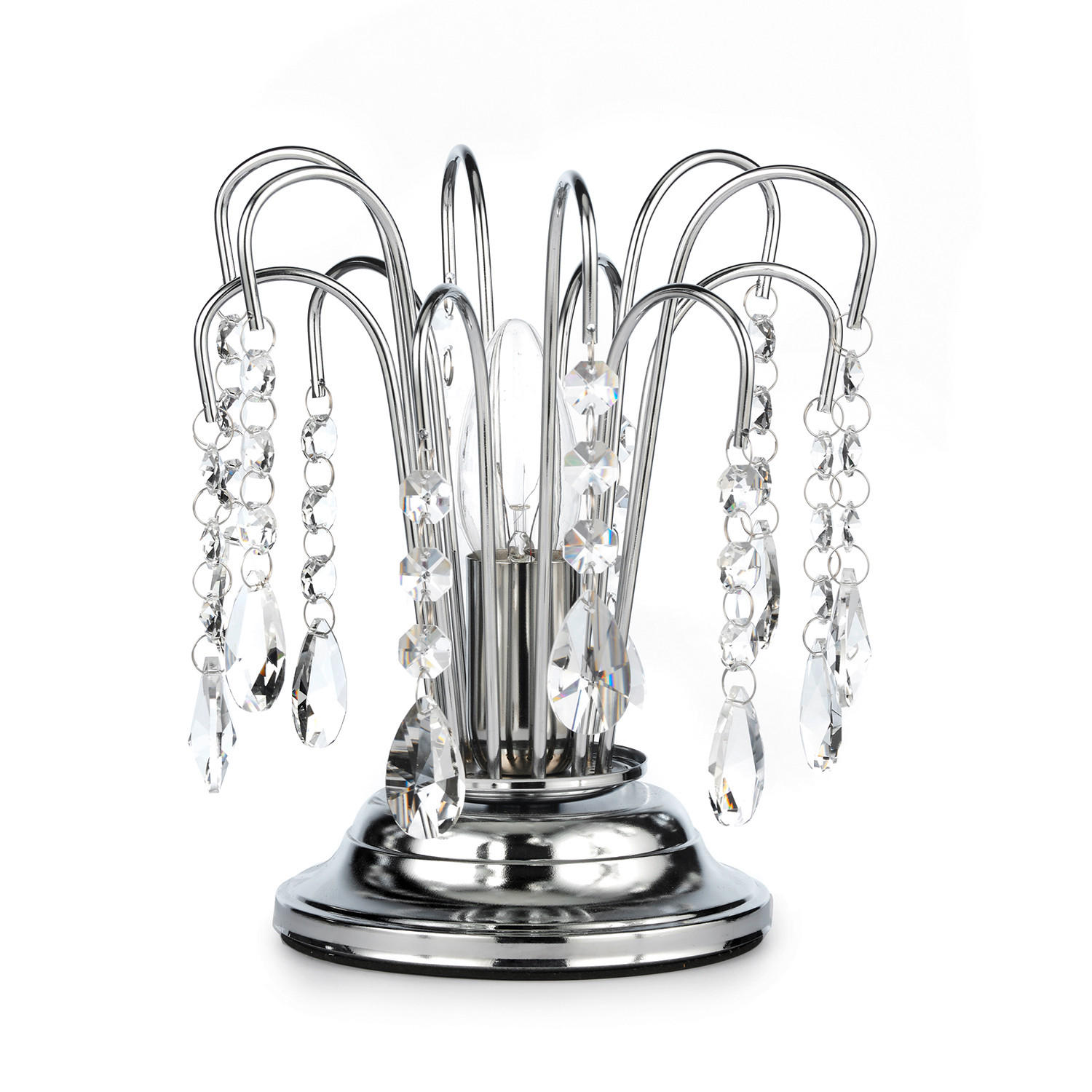 KRISTALL-TISCHLEUCHTE 16/23 cm   - Chromfarben, KONVENTIONELL, Glas/Metall (16/23cm)