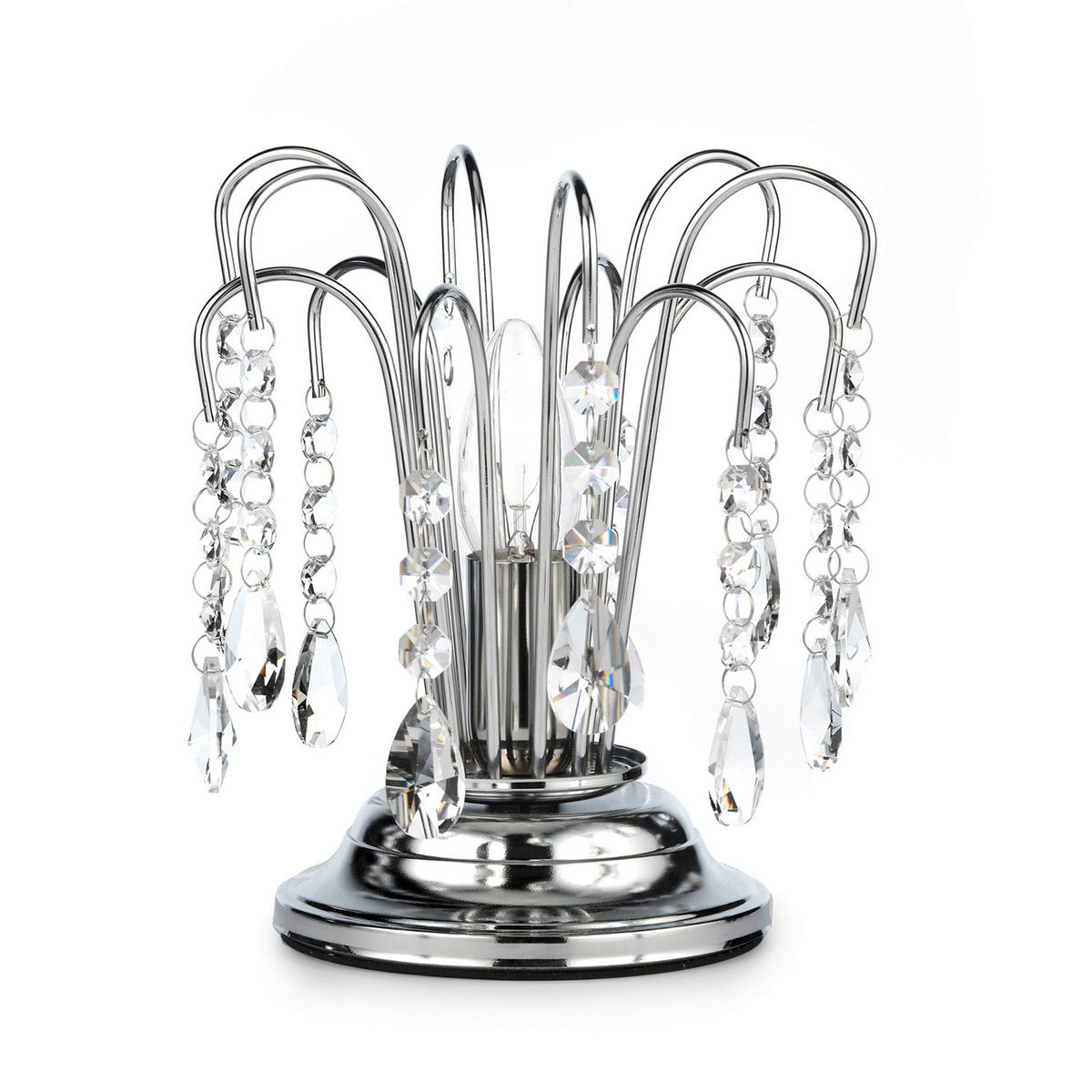 KRISTALL-TISCHLEUCHTE 16/23 cm   - Chromfarben, KONVENTIONELL, Glas/Metall (16/23cm)