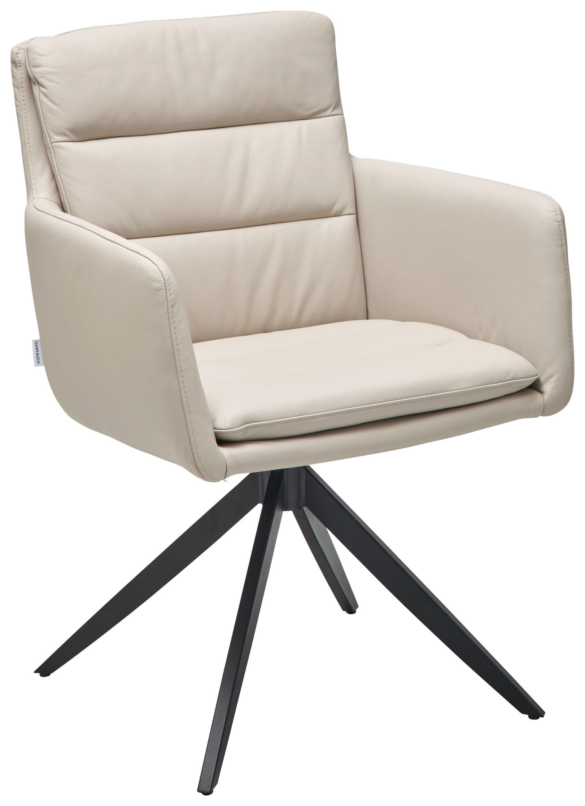 ARMLEHNSTUHL  in Stahl Echtleder pigmentiert  - Beige/Schwarz, Design, Leder/Metall (60/88/62.5cm) - Livetastic