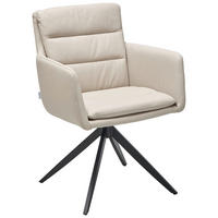 ARMLEHNSTUHL  in Stahl Echtleder pigmentiert  - Beige/Schwarz, Design, Leder/Metall (60/88/62.5cm) - Livetastic