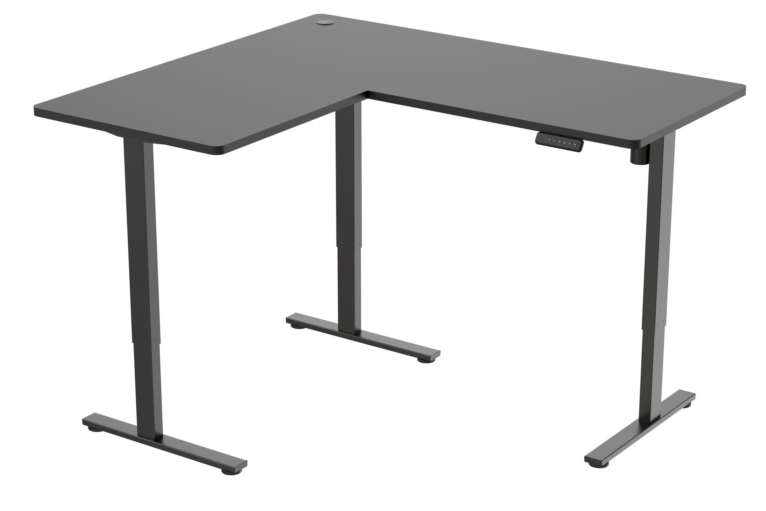ECKSCHREIBTISCH  Schwarz höhenverstellbar  - Schwarz, MODERN, Holzwerkstoff/Metall (160/74,5/119/140cm) - MID.YOU