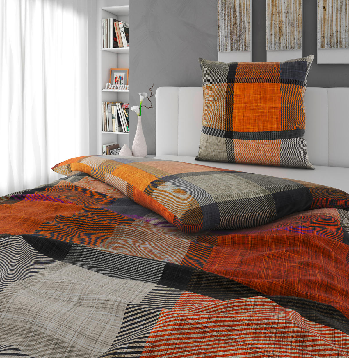 BETTWÄSCHE Flanell 155/220 cm  - Orange, Textil (155/220cm) - Novel
