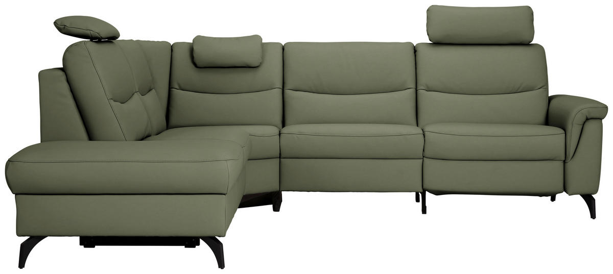 ECKSOFA in Echtleder Grün  249/280 cm  - Anthrazit/Grün, Design, Leder/Metall (249/280cm) - Himolla Komfortklass