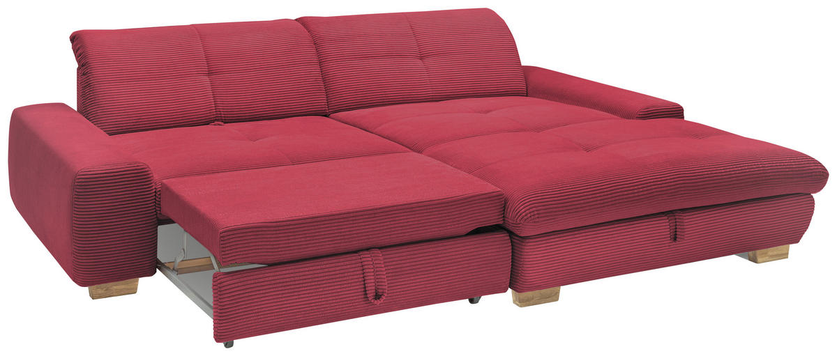 ECKSOFA Beere Cord  - Eichefarben/Beere, Design, Holz/Textil (276/198cm) - SetOne by Musterring