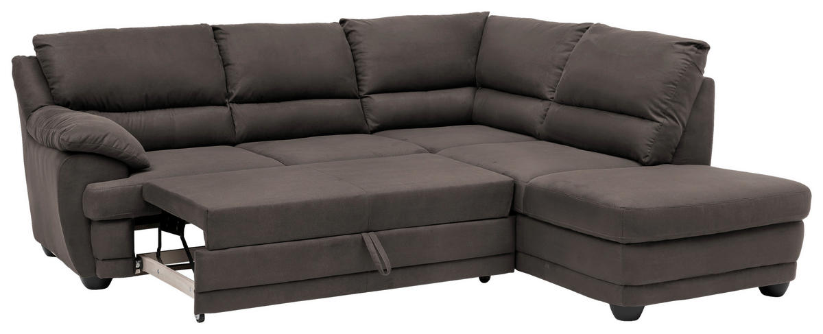 ECKSOFA in Mikrofaser Braun  - Schwarz/Braun, Design, Kunststoff/Textil (245/225cm) - Livetastic