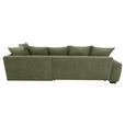 ECKSOFA Grün Cord Rückenkissen, Armlehnenkissen, Bettkasten, Schlaffunktion, Rücken echt, Liegefläche im Originalstoff  - Schwarz/Grün, KONVENTIONELL, Kunststoff/Textil (304/212cm) - Carryhome