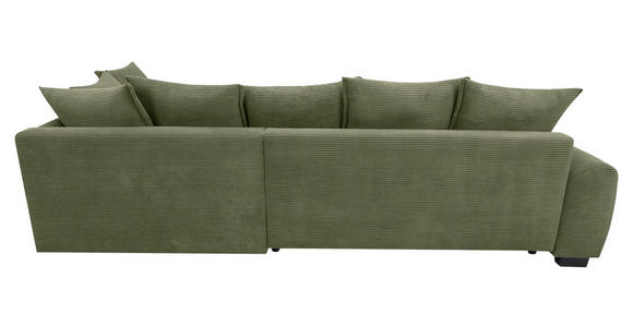 ECKSOFA Grün Cord Rückenkissen, Armlehnenkissen, Bettkasten, Schlaffunktion, Rücken echt, Liegefläche im Originalstoff  - Schwarz/Grün, KONVENTIONELL, Kunststoff/Textil (304/212cm) - Carryhome