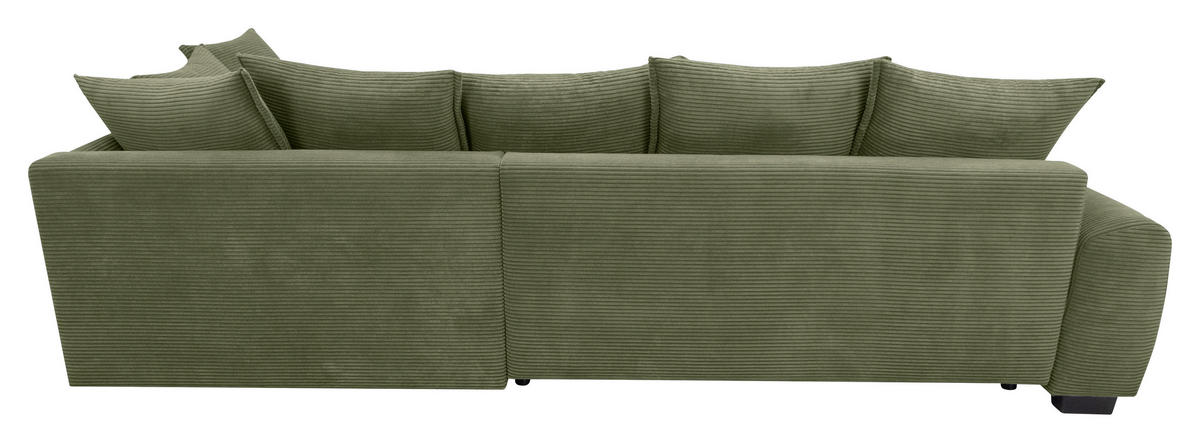 ECKSOFA Grün Cord Rückenkissen, Armlehnenkissen, Bettkasten, Schlaffunktion, Rücken echt, Liegefläche im Originalstoff  - Schwarz/Grün, KONVENTIONELL, Kunststoff/Textil (304/212cm) - Carryhome