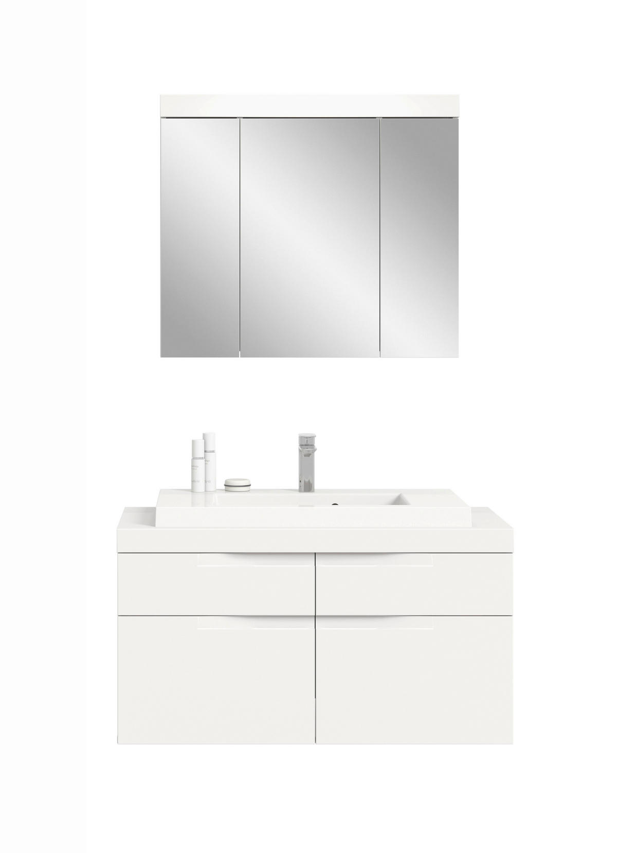 BADRUM 100 cm  - vit, Trend, trämaterial/glas (100cm) - MID.YOU
