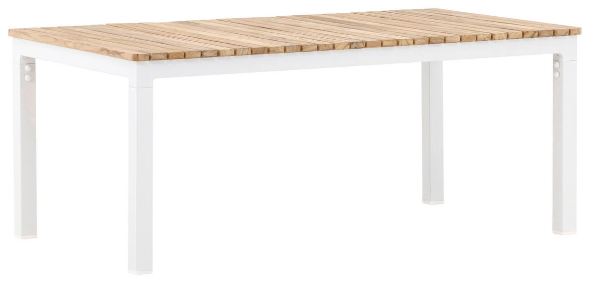 LOUNGETISCH 110/60/45 cm Holz, Metall  - Weiß/Teakfarben, KONVENTIONELL, Holz/Metall (110/60/45cm) - Gardenson