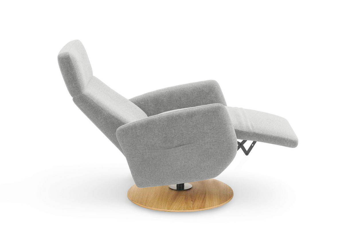 RELAXSESSEL in Textil Hellgrau  - Eichefarben/Hellgrau, KONVENTIONELL, Holz/Textil (71/110/82cm) - Sit & More