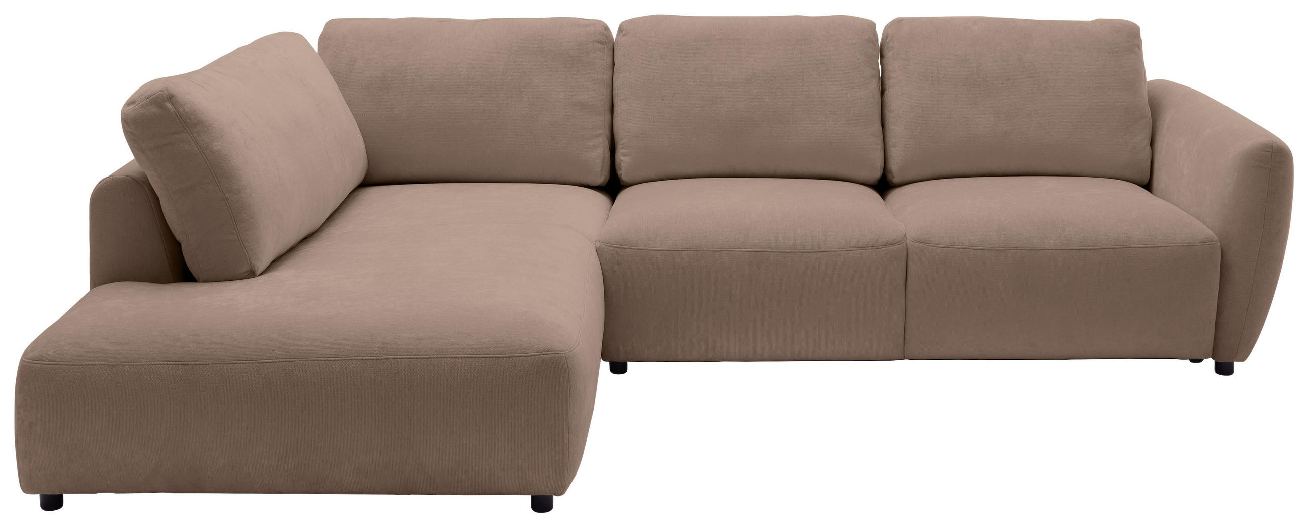 ECKSOFA Chenille Taupe  - Taupe/Schwarz, Konventionell, Kunststoff/Textil (224/307cm) - Hom`in