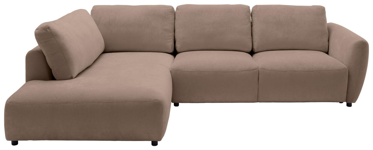 ECKSOFA Chenille Taupe  - Taupe/Schwarz, Konventionell, Kunststoff/Textil (224/307cm) - Hom`in