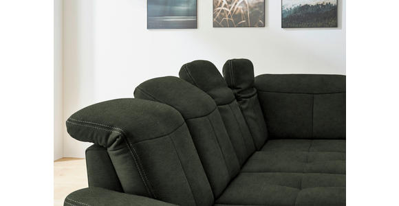 WOHNLANDSCHAFT in Mikrofaser Grün - Wildeiche/Beige, KONVENTIONELL, Holz/Textil (185/343/243cm) - Voleo