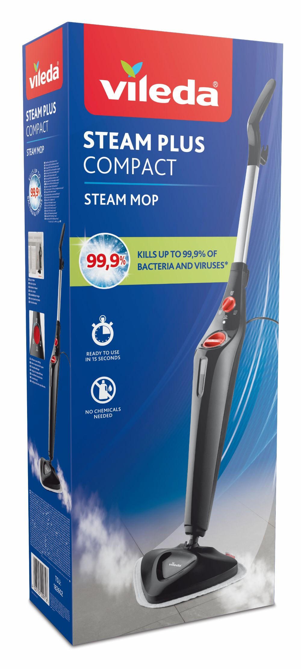 VILEDA STEAM PLUS ÅNGMOPP - röd/svart, plast (14.7/126/25.6cm) - Best Price