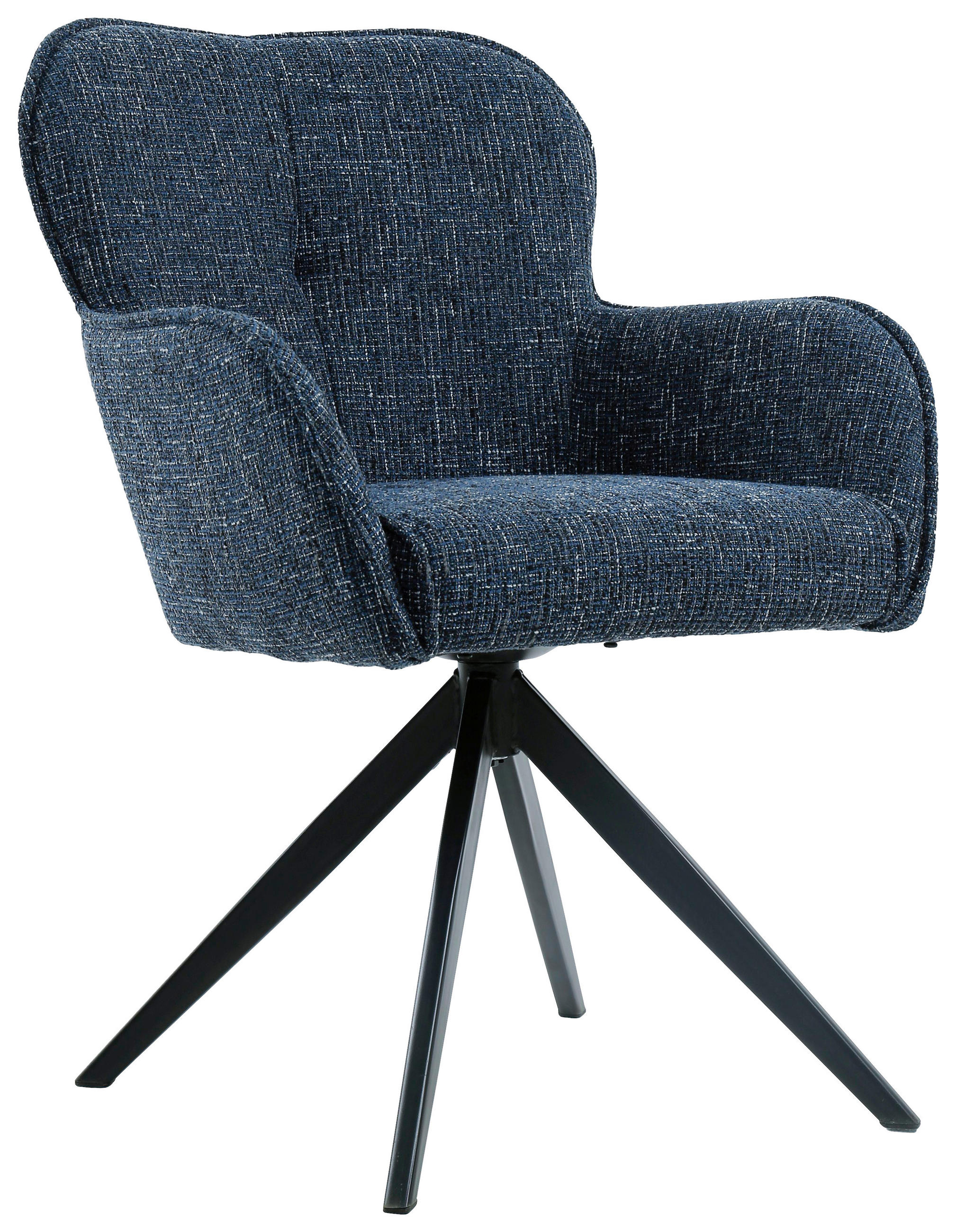ARMLEHNSTUHL  Sitzfläche 360° drehbar Webstoff  Blau, Schwarz  - Blau/Schwarz, Design, Textil/Metall (62/88/65cm) - Novel
