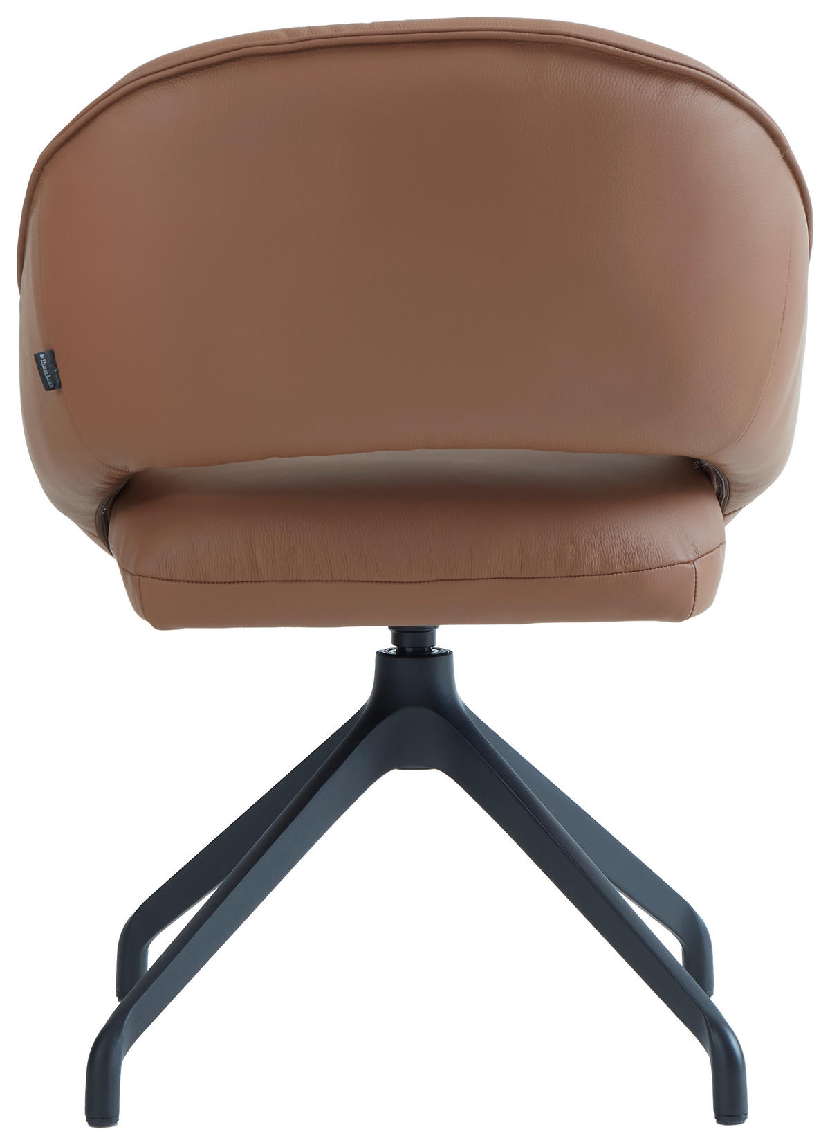 ARMLEHNSTUHL  Sitzfläche 360° drehbar, automatische Rückholfunktion  Echtleder  Schwarz, Cognac  - Cognac/Schwarz, Design, Leder/Metall (60/81/63.5cm) - Dieter Knoll