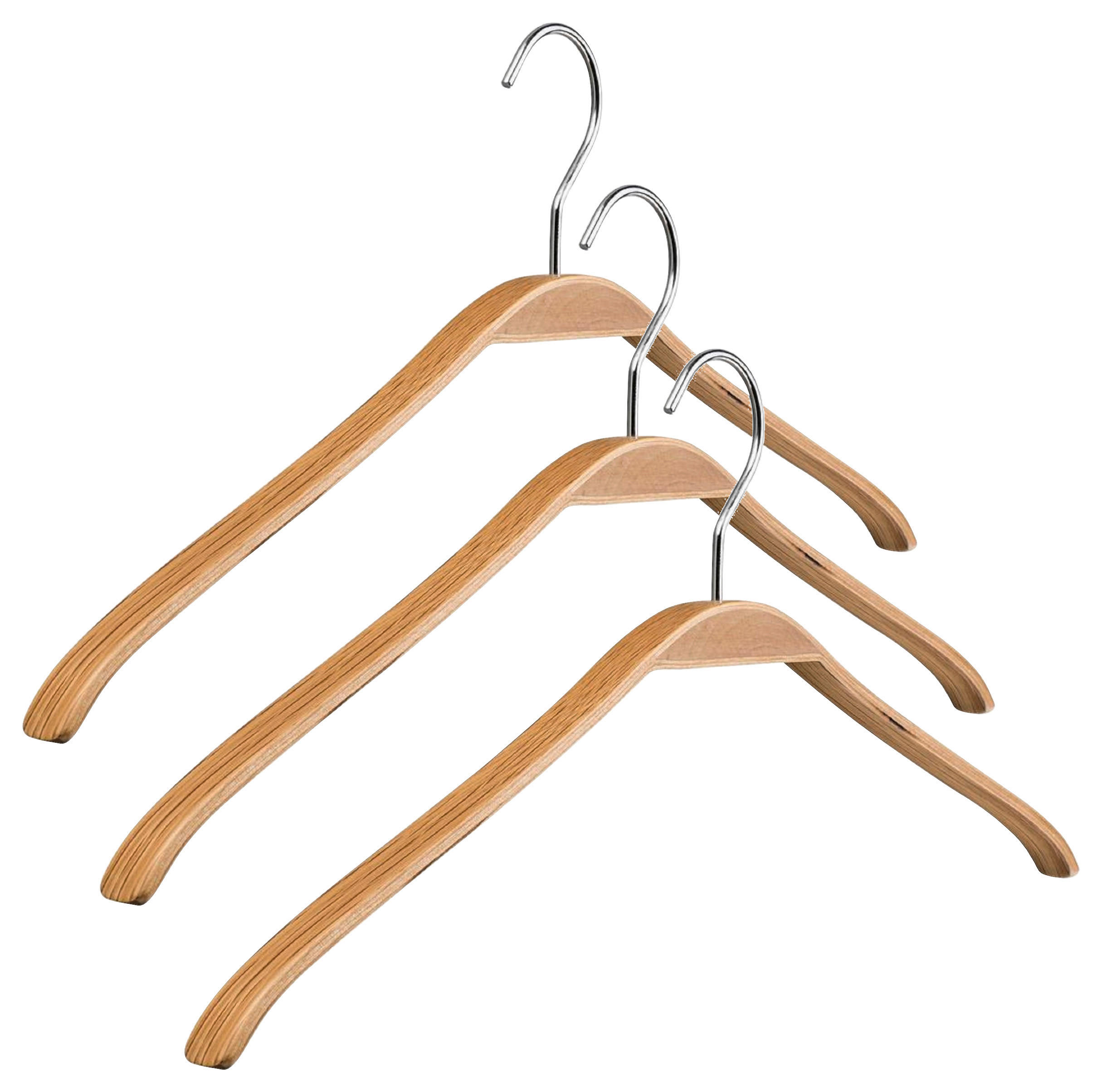 KLEIDERBÜGELSET 3-TEILIG 44 cm Holz, Metall  - Chromfarben/Eichefarben, Basics, Holz/Metall (44cm)